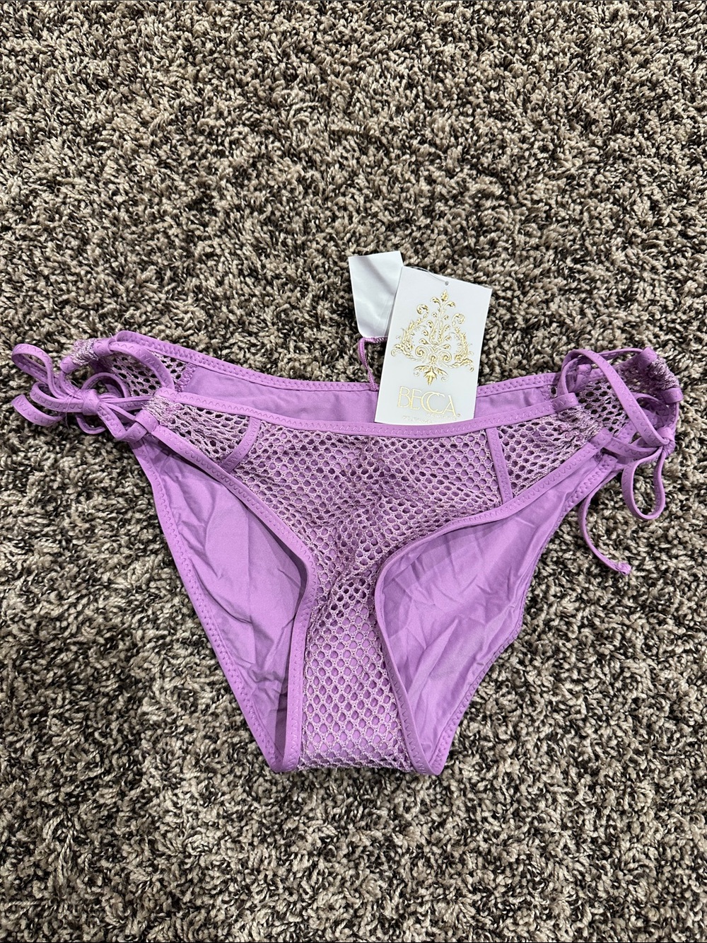 BECCA Lilac Mesh Tie-Side Bikini Bottoms